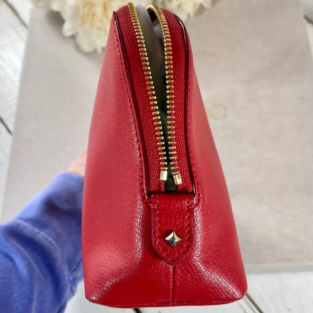 Jimmy Choo Red Saffiano Leather Cosmetic Bag - Picture 5 of 12
